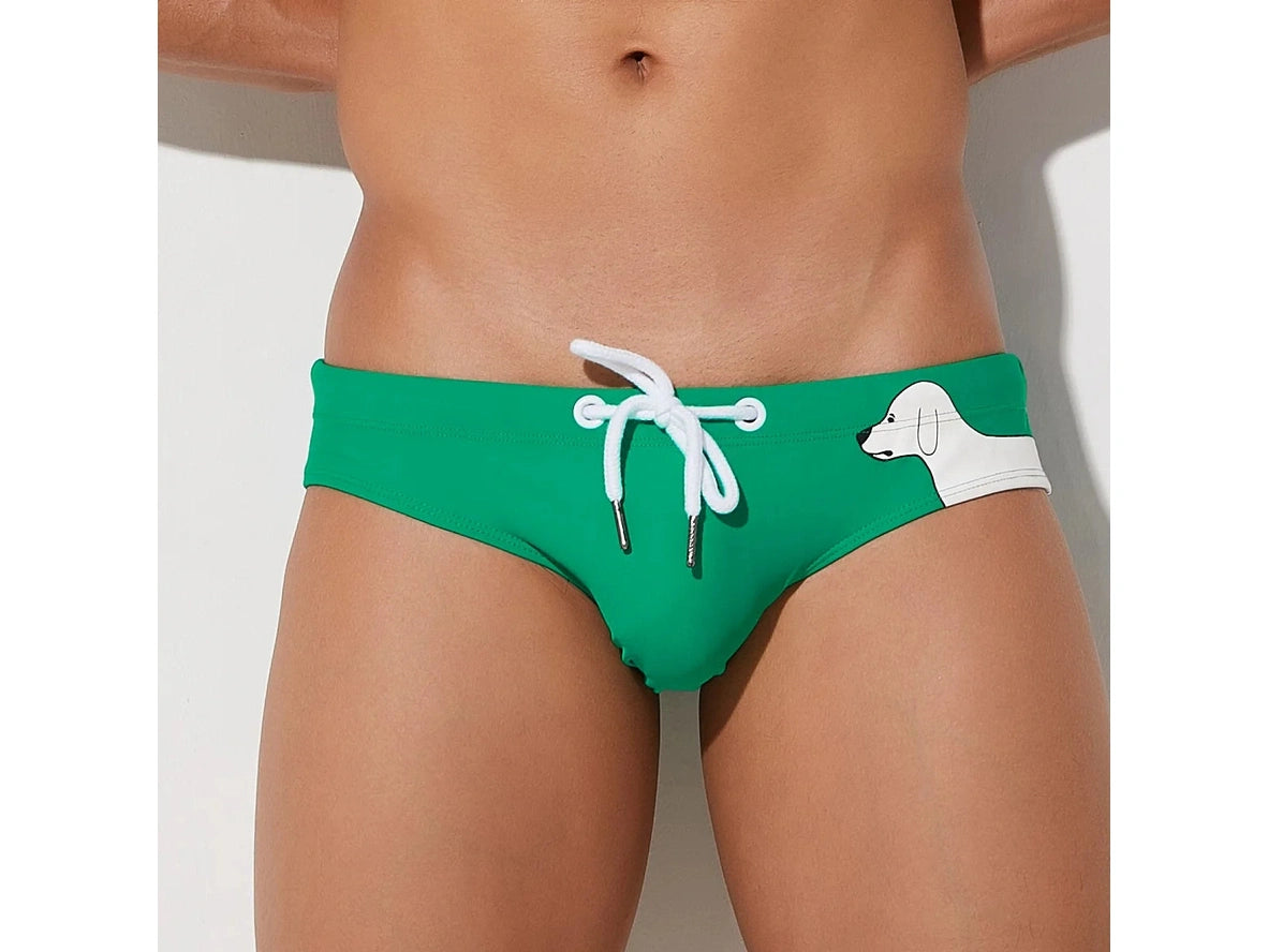 Gay Swim Briefs | Sexy Puppy Print Swim Briefs