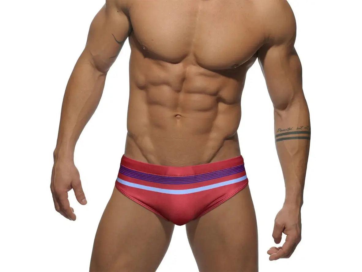 Gay Swim Briefs | Sexy Red Stripe Swim Briefs