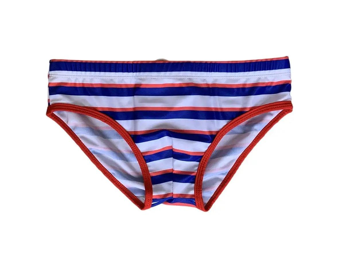 Gay Swim Briefs | Striped Pouch Pad Swim Briefs