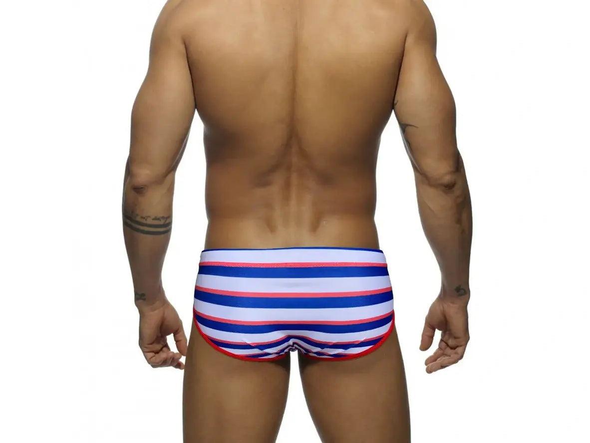 Gay Swim Briefs | Striped Pouch Pad Swim Briefs