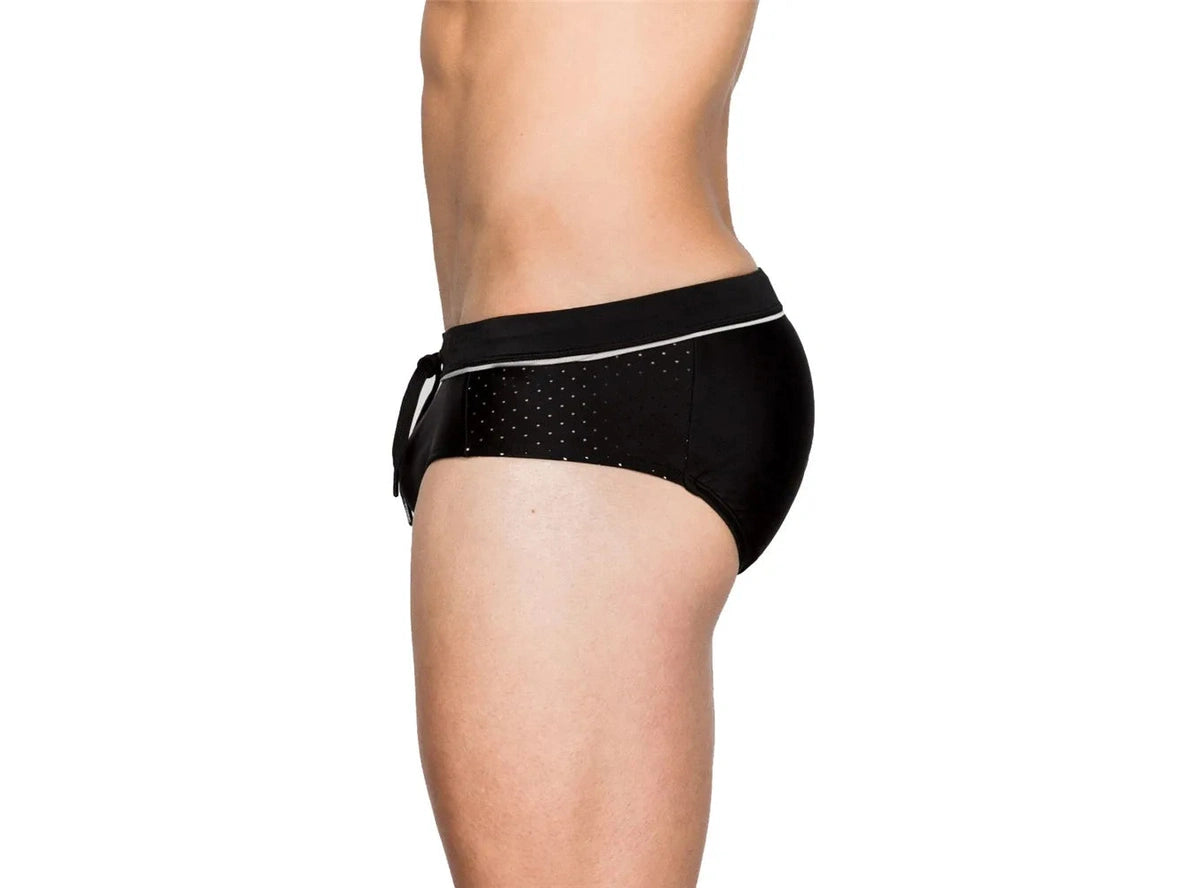 Gay Swim Briefs | UXH Black Mesh Swim Briefs