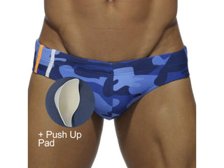 Gay Swim Briefs | UXH Camo Summer Swim Briefs - Blue / M Waist 28-31"