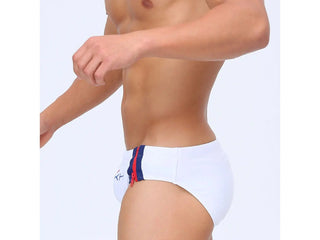 Gay Swim Briefs | UXH Easy Access Zipper Pushup Pad Swim Briefs - No Pad - White / M Waist