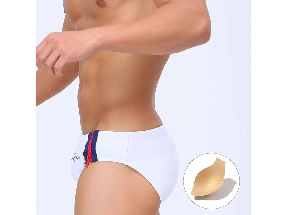 Gay Swim Briefs | UXH Easy Access Zipper Pushup Pad Swim Briefs
