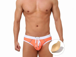 Gay Swim Briefs | UXH Pushup Splash Swim Briefs - Orange / M Waist 28-30"