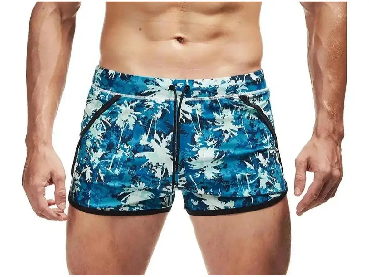 AIMPACT gradient blue palm tree silhouette print swim shorts for men