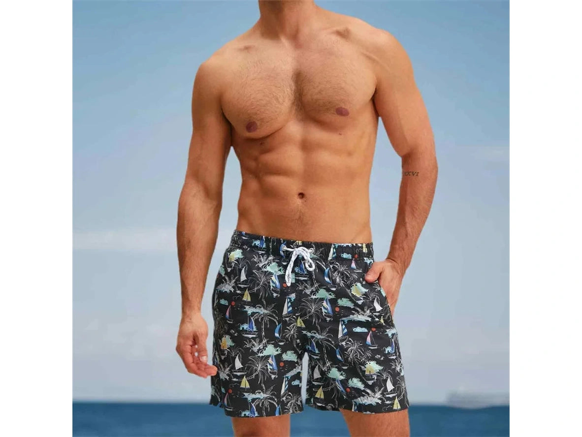 Gay Swim Shorts | Quick Dry Tropical Print Beach Shorts