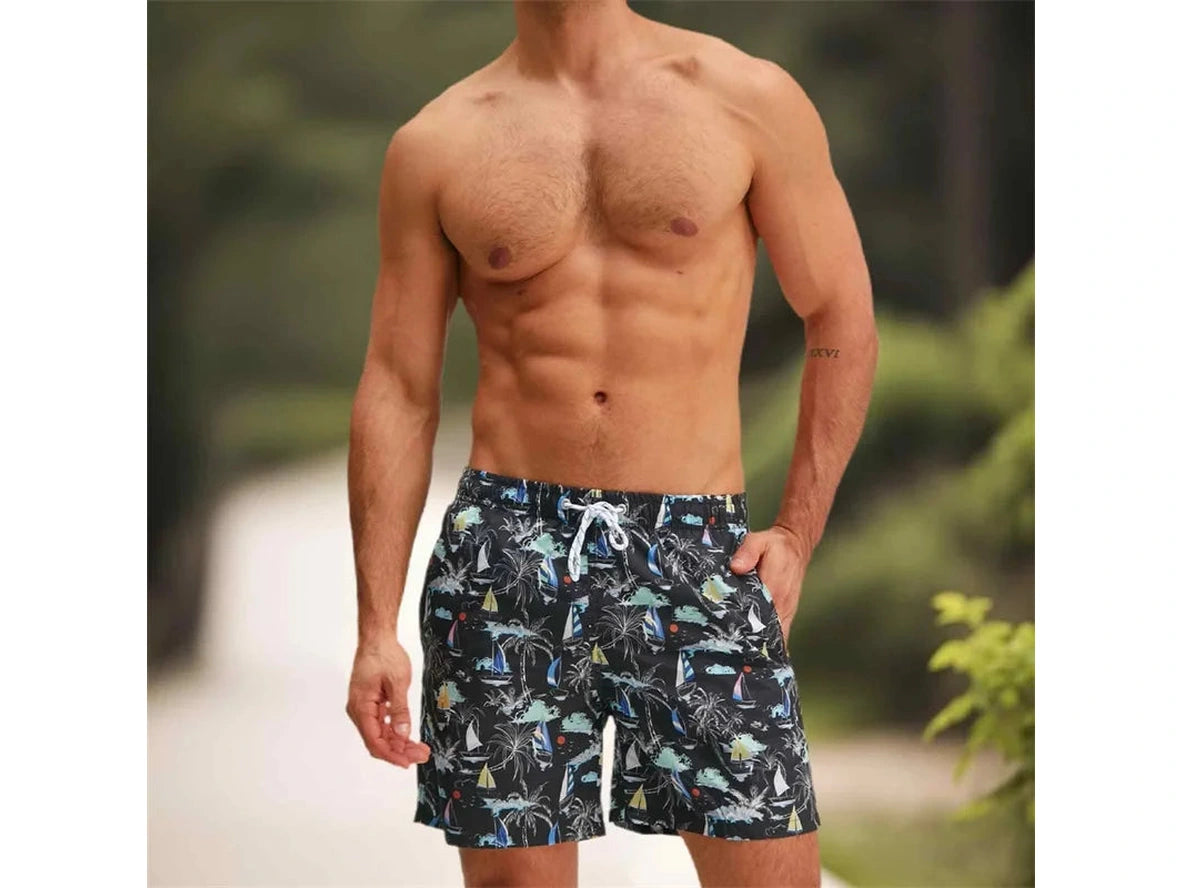 Gay Swim Shorts | Quick Dry Tropical Print Beach Shorts