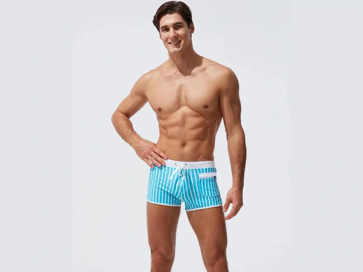 Gay Swim Shorts | Summer Stripe Lined Beach Shorts