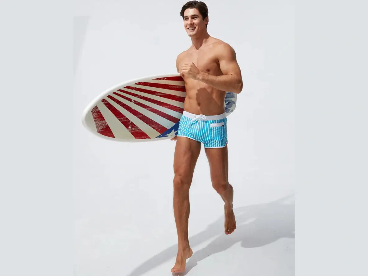 Gay Swim Shorts | Summer Stripe Lined Beach Shorts