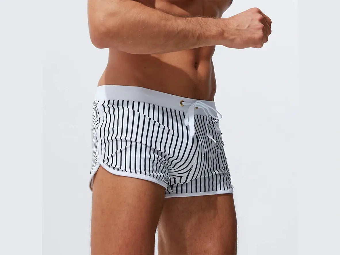 Gay Swim Shorts | Summer Stripe Lined Beach Shorts