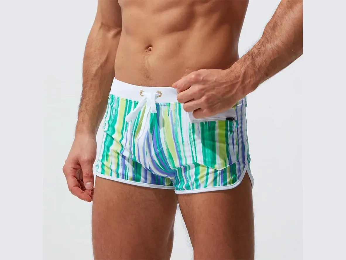 Gay Swim Shorts | Summer Stripe Lined Beach Shorts