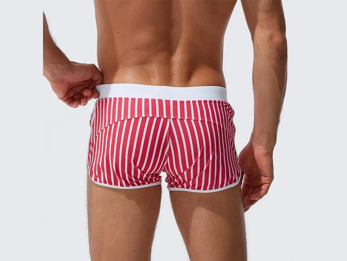 Gay Swim Shorts | Summer Stripe Lined Beach Shorts