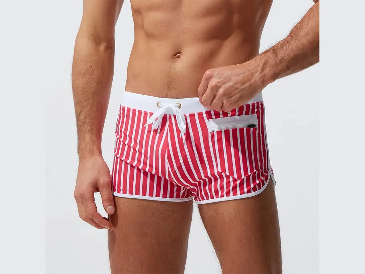 Gay Swim Shorts | Summer Stripe Lined Beach Shorts