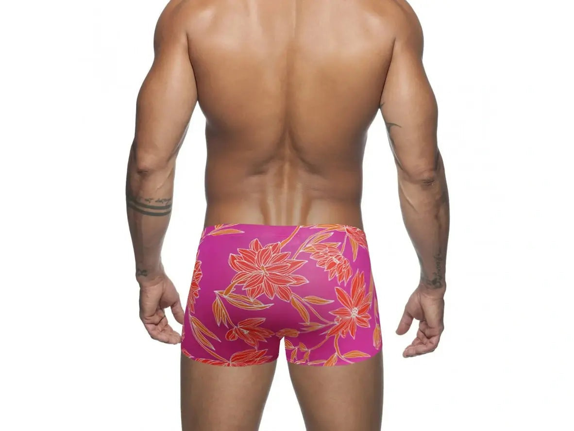 Gay Swim Trunks | Sexy Leaf Print Pushup Pad Swim Trunks