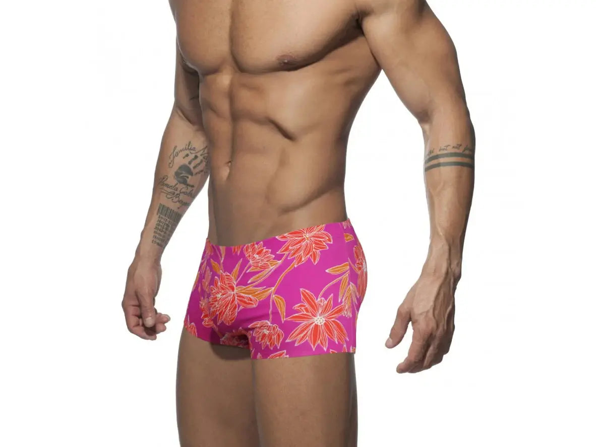 Gay Swim Trunks | Sexy Leaf Print Pushup Pad Swim Trunks