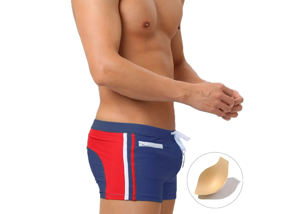 Gay Swim Trunks | UXH Zipper Pocket Pushup Pad Swim Trunks