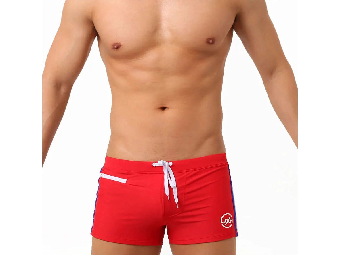 Gay Swim Trunks | UXH Zipper Pocket Pushup Pad Swim Trunks