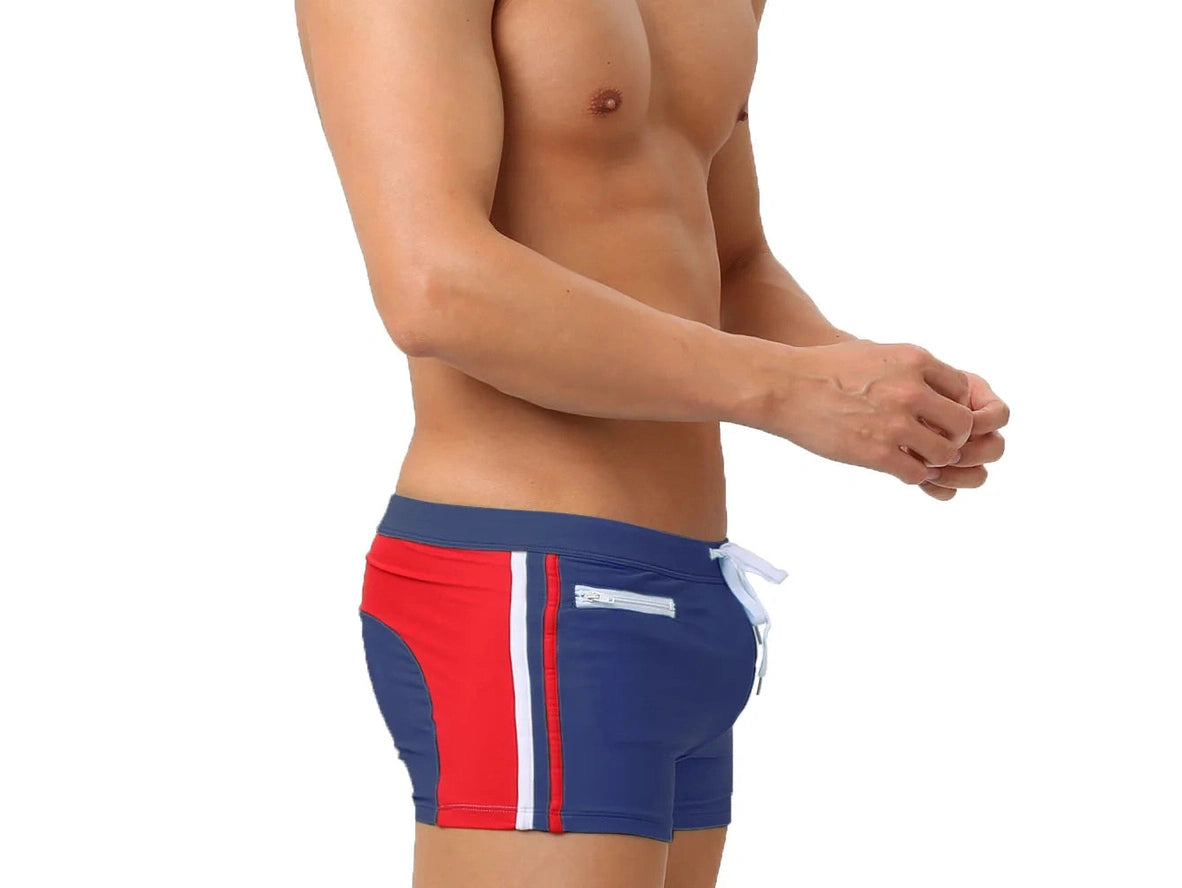 Gay Swim Trunks | UXH Zipper Pocket Pushup Pad Swim Trunks