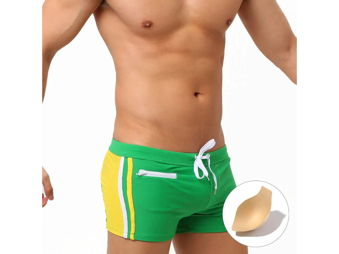 Gay Swim Trunks | UXH Zipper Pocket Pushup Pad Swim Trunks