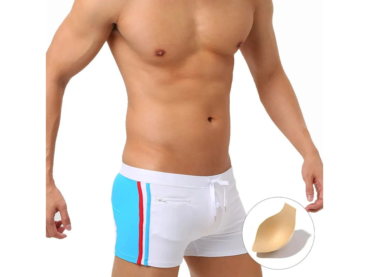 Gay Swim Trunks | UXH Zipper Pocket Pushup Pad Swim Trunks