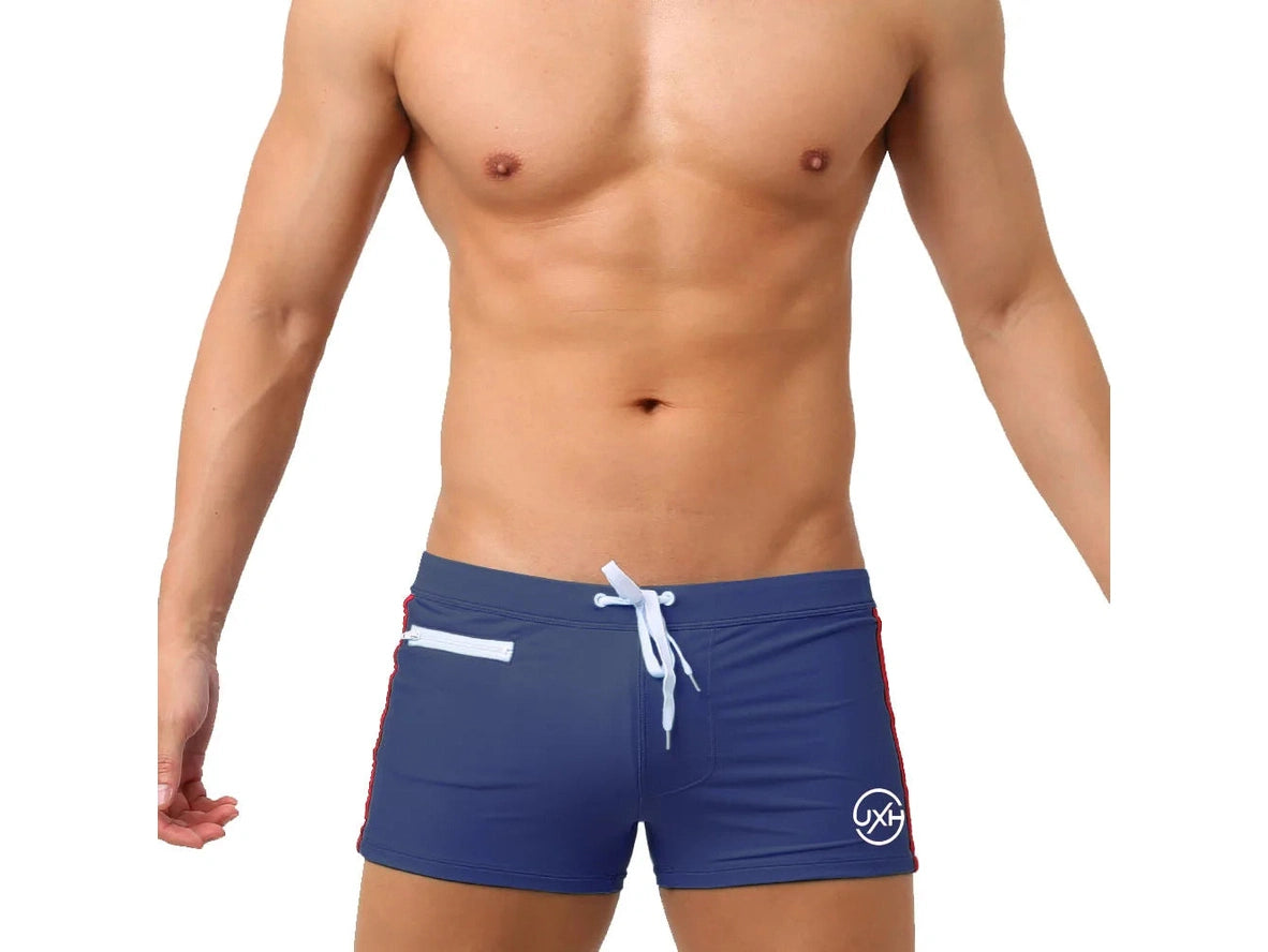 Gay Swim Trunks | UXH Zipper Pocket Pushup Pad Swim Trunks