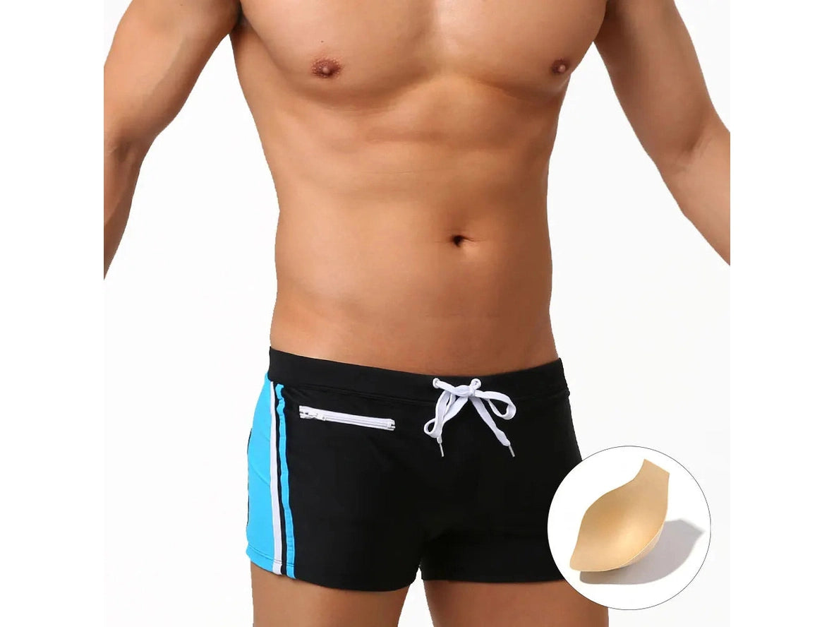Gay Swim Trunks | UXH Zipper Pocket Pushup Pad Swim Trunks