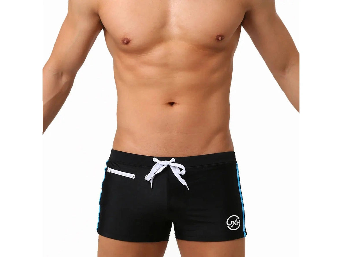 Gay Swim Trunks | UXH Zipper Pocket Pushup Pad Swim Trunks