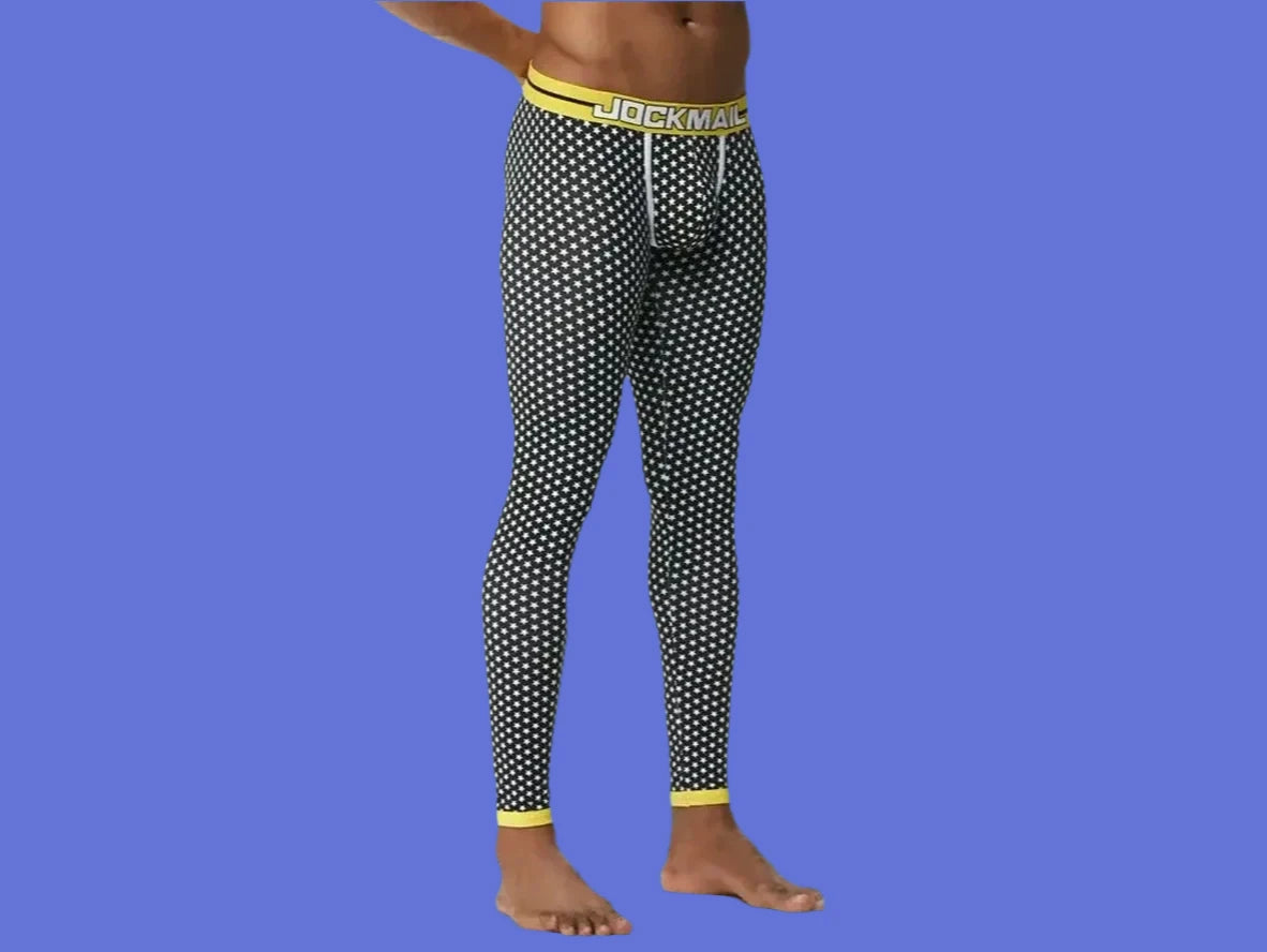 Gay Thermal Underwear | JOCKMAIL Black Star Long Johns