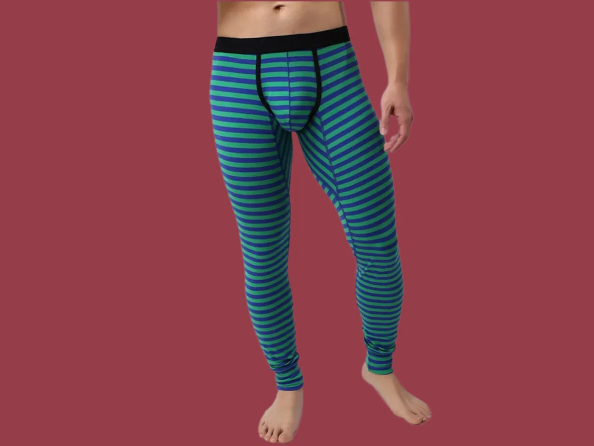 Gay Thermal Underwear | Sexy Striped Cotton Long Johns