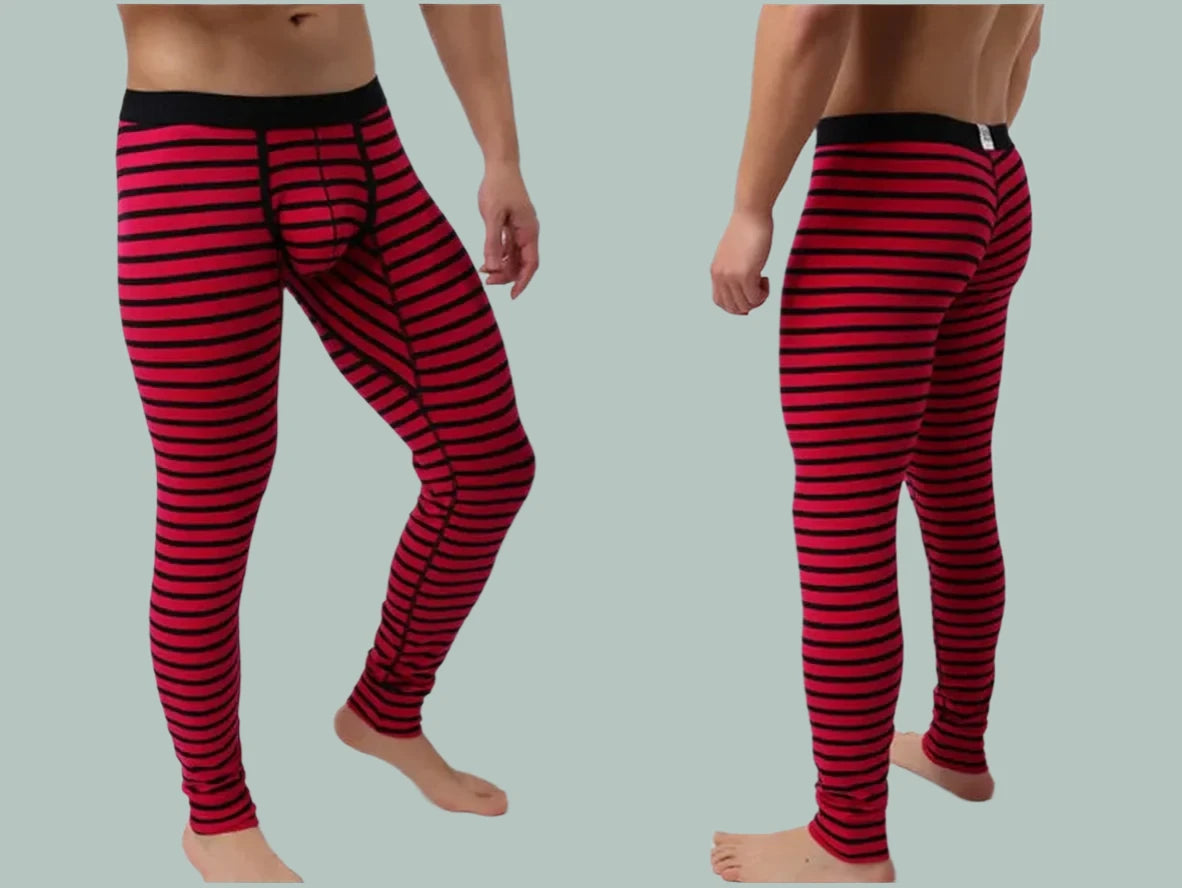 Gay Thermal Underwear | Sexy Striped Cotton Long Johns
