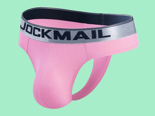 Gay Thongs | JOCKMAIL Underwear Big Pouch Cotton Thongs - Pink / M Waist 27-30"