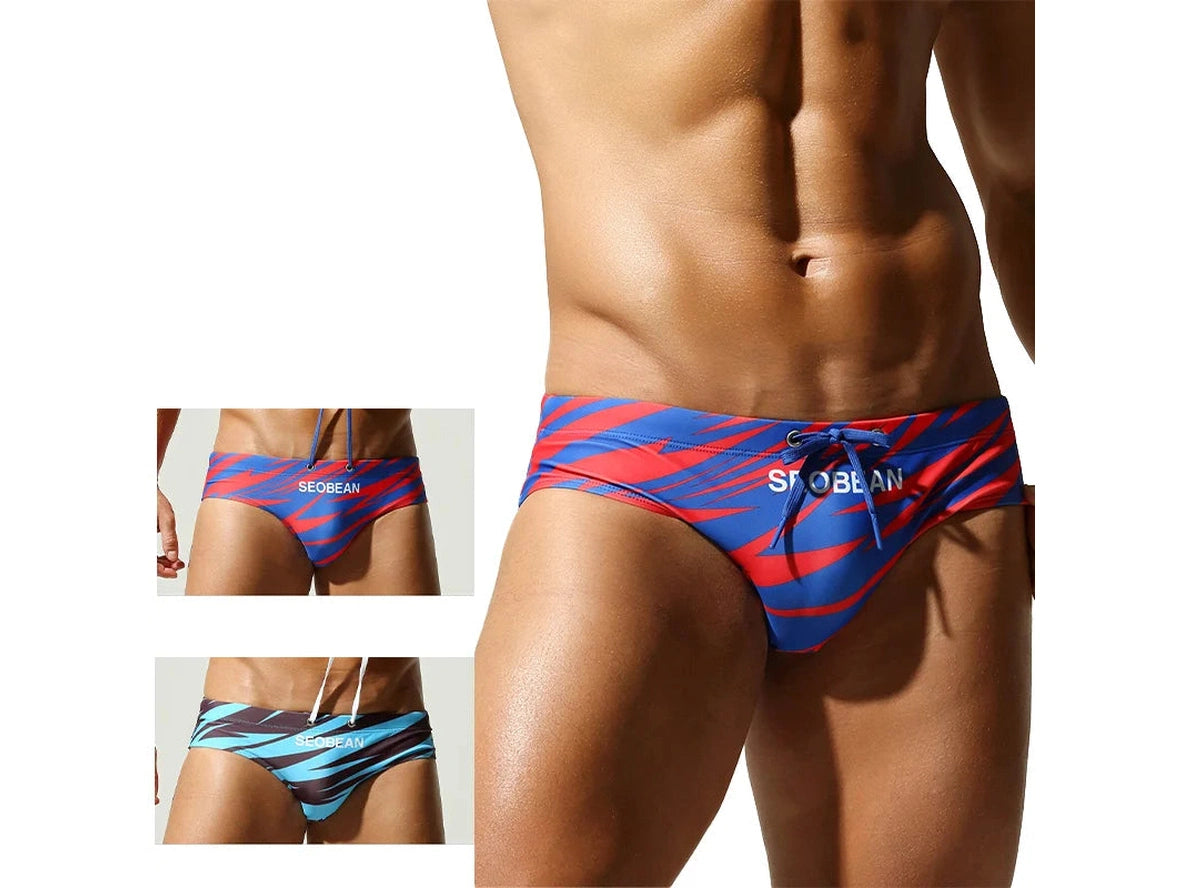 Hydro Slash — SEOBEAN Printed Low-Rise Gay Swim Briefs