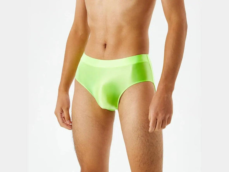 White shiny gay briefs clean seamless back design