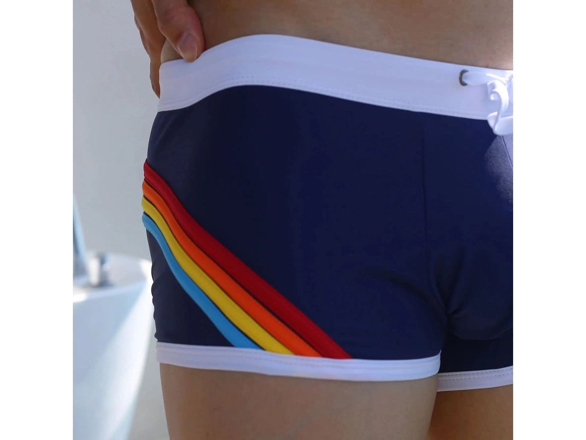Pride Horizon — UXH Striped Low-Rise Gay Swim Trunks