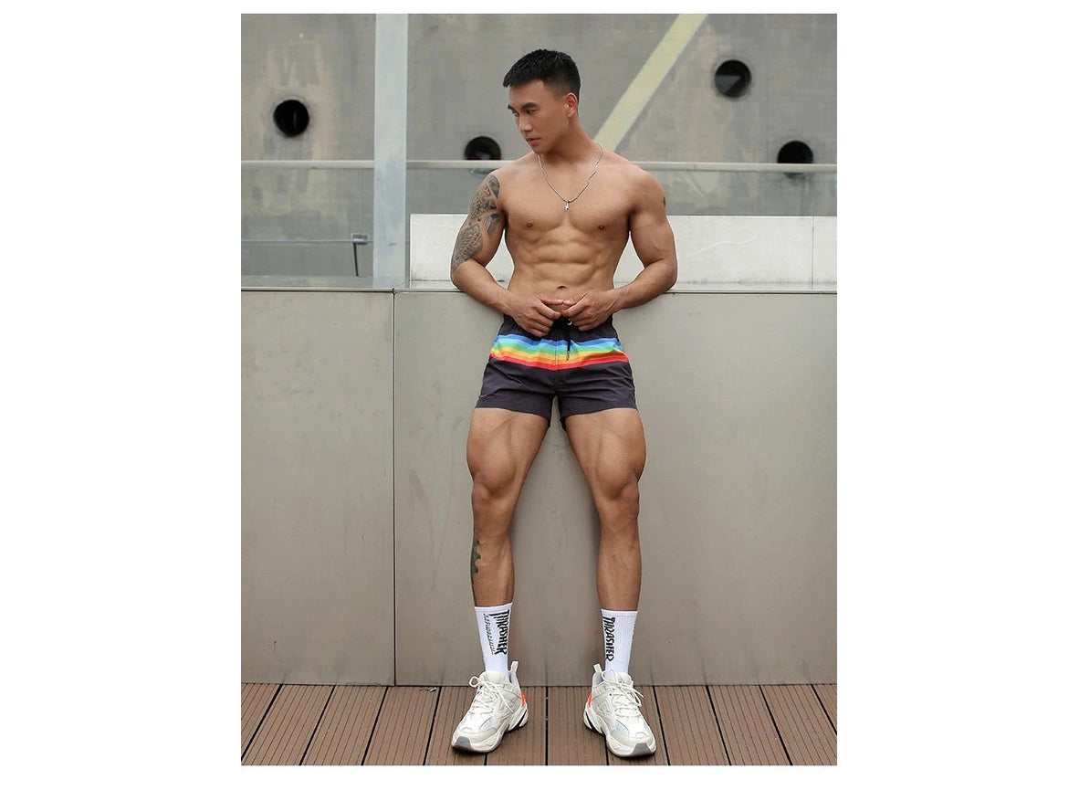 Rainbow Flex – Pride Stripe Gay Gym Shorts