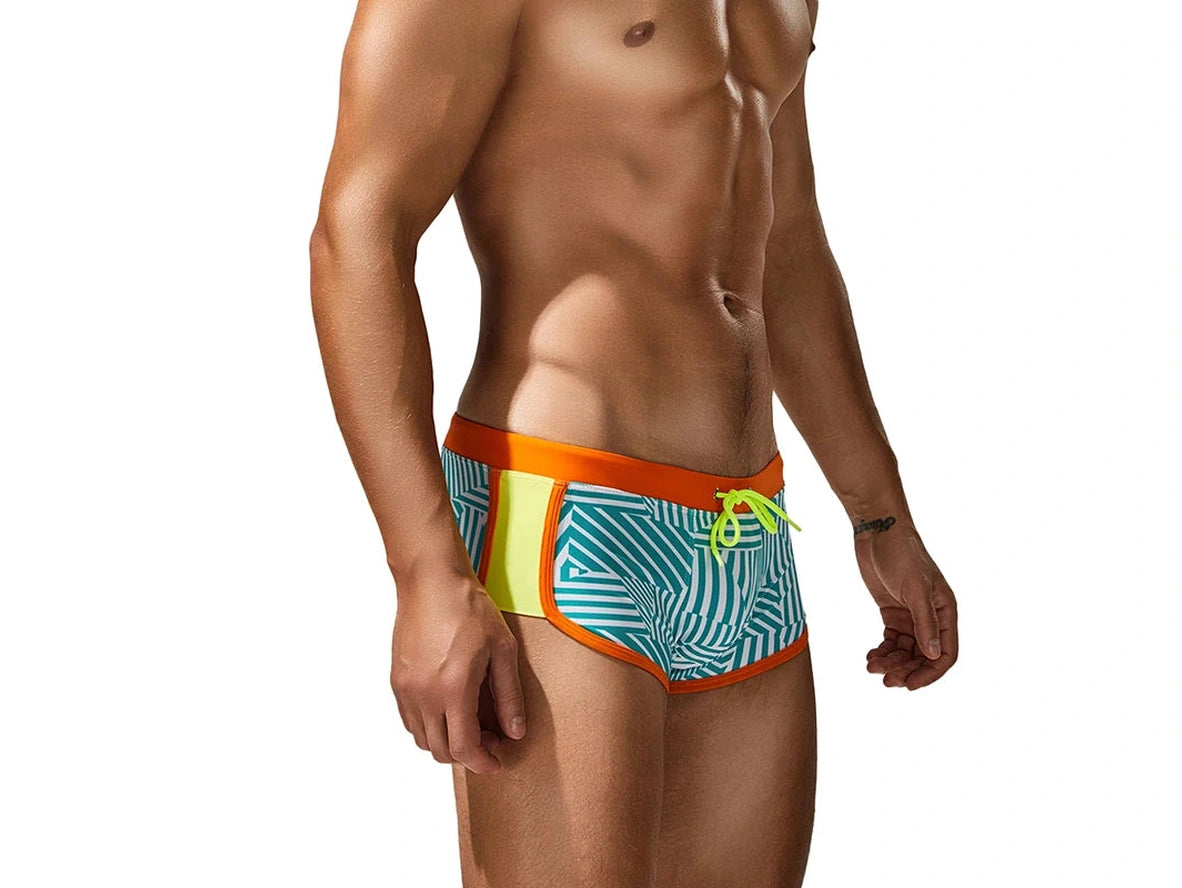 Retro Lines – SEOBEAN Gay Swim Trunks