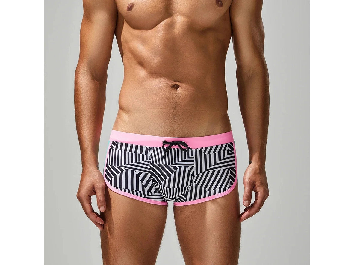 Retro Lines – SEOBEAN Gay Swim Trunks