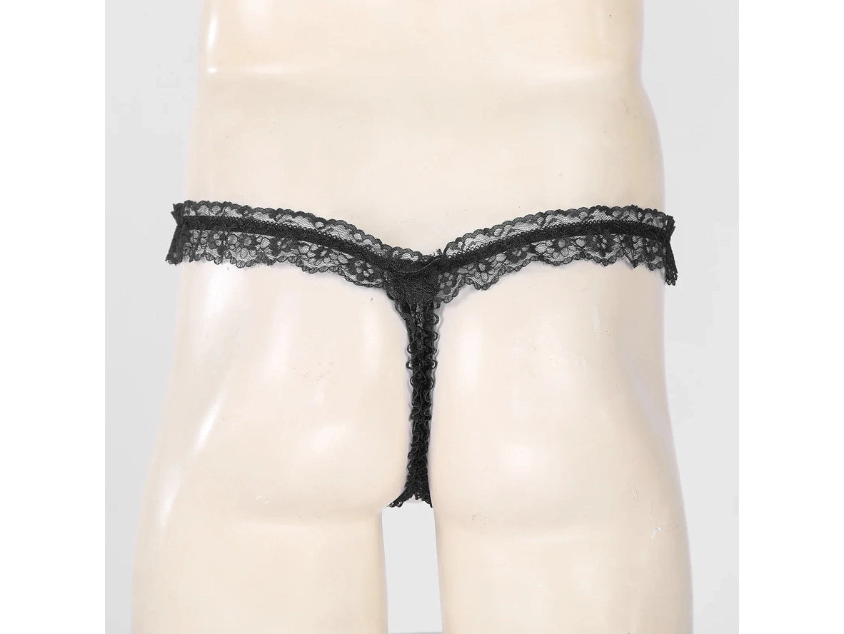 Frill Charm — Crotchless Frilly Lace Gay Thong