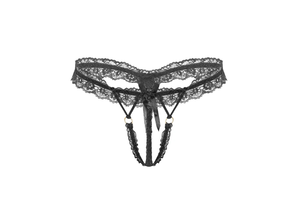 Frill Charm — Crotchless Frilly Lace Gay Thong