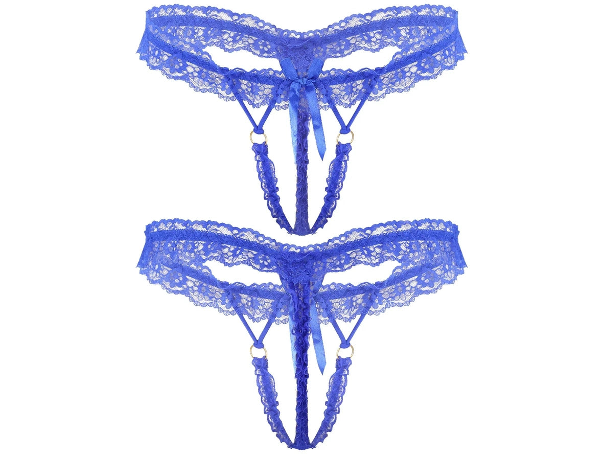 Frill Charm — Crotchless Frilly Lace Gay Thong