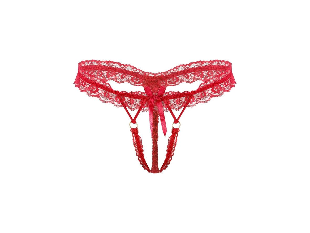 Frill Charm — Crotchless Frilly Lace Gay Thong