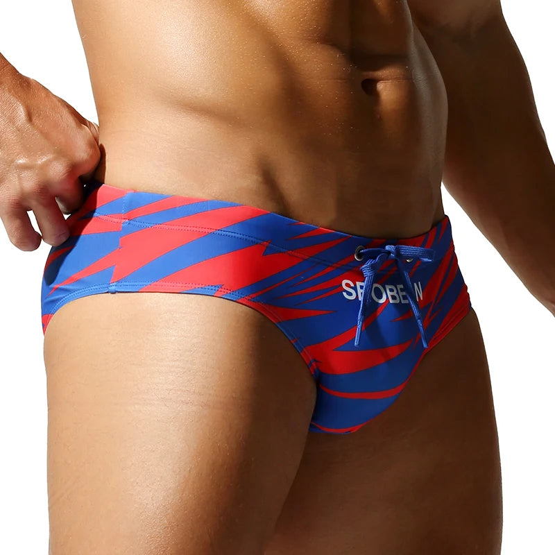 Hydro Slash — SEOBEAN Printed Low-Rise Gay Swim Briefs