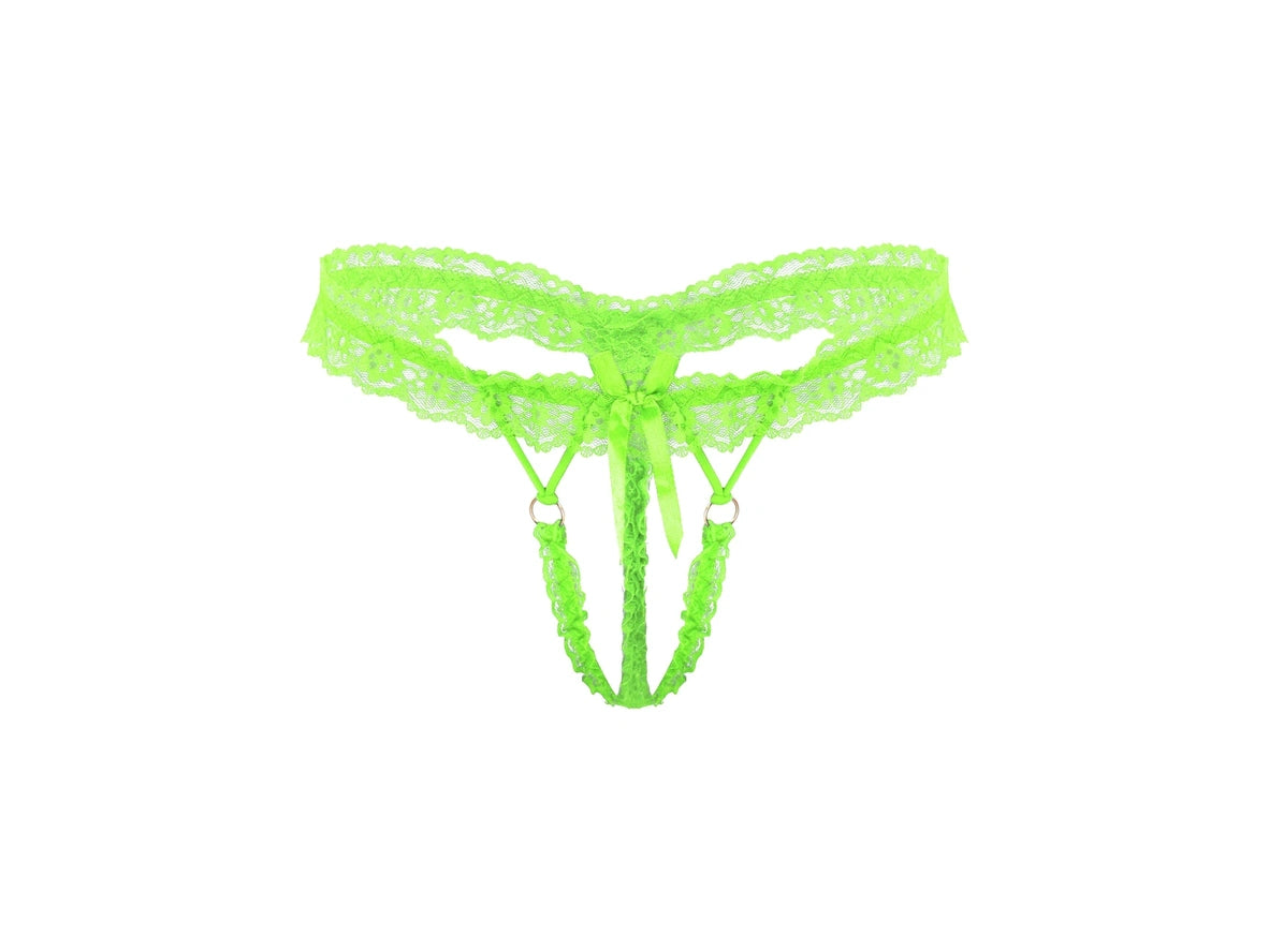 Frill Charm — Crotchless Frilly Lace Gay Thong
