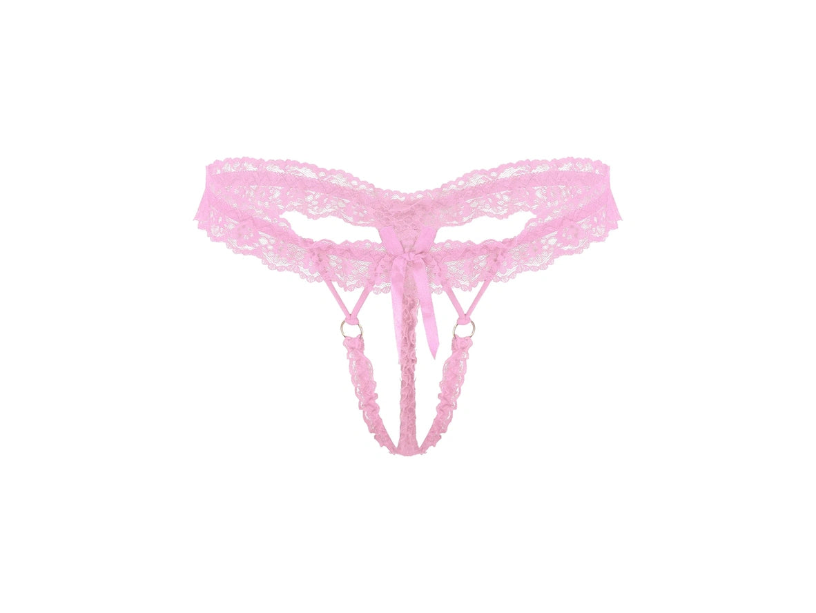 Frill Charm — Crotchless Frilly Lace Gay Thong