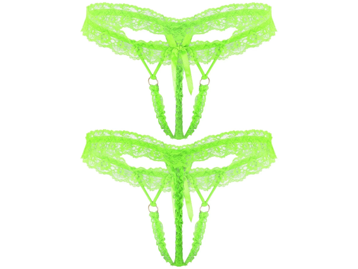 Frill Charm — Crotchless Frilly Lace Gay Thong