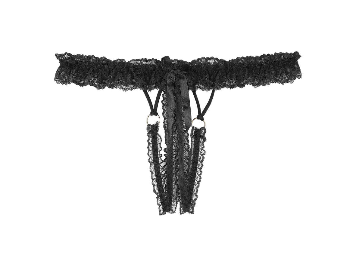 Frill Charm — Crotchless Frilly Lace Gay Thong