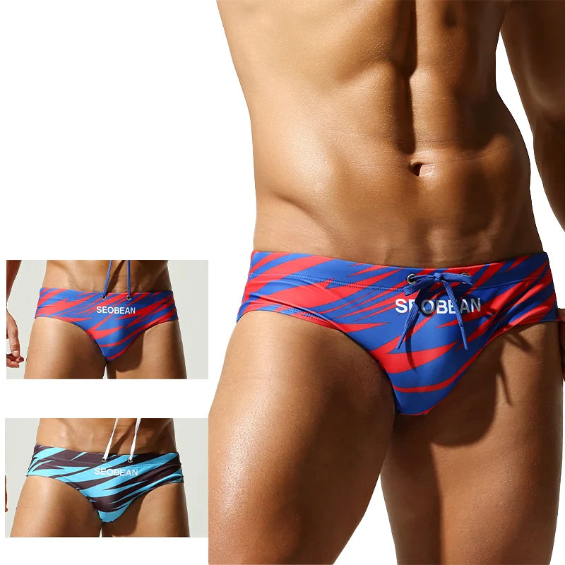 Hydro Slash — SEOBEAN Printed Low-Rise Gay Swim Briefs