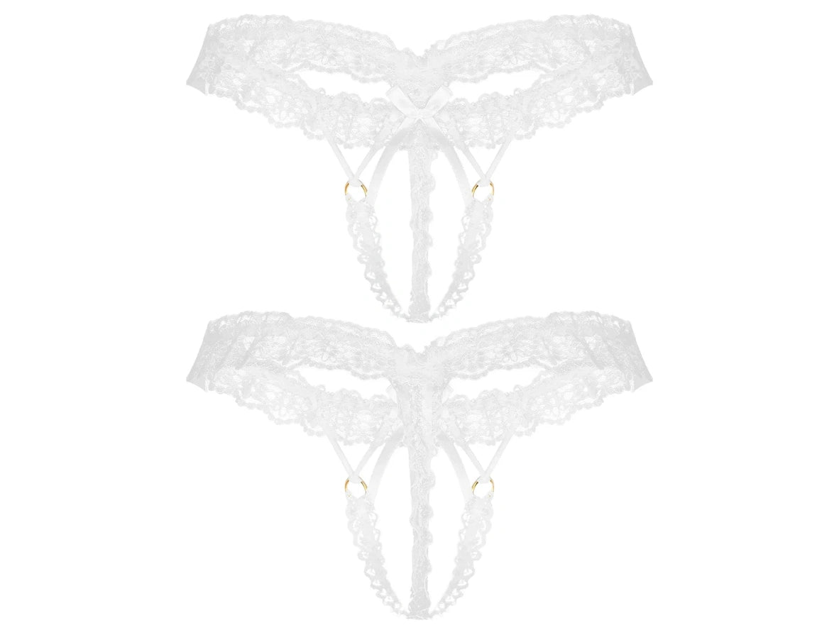 Frill Charm — Crotchless Frilly Lace Gay Thong