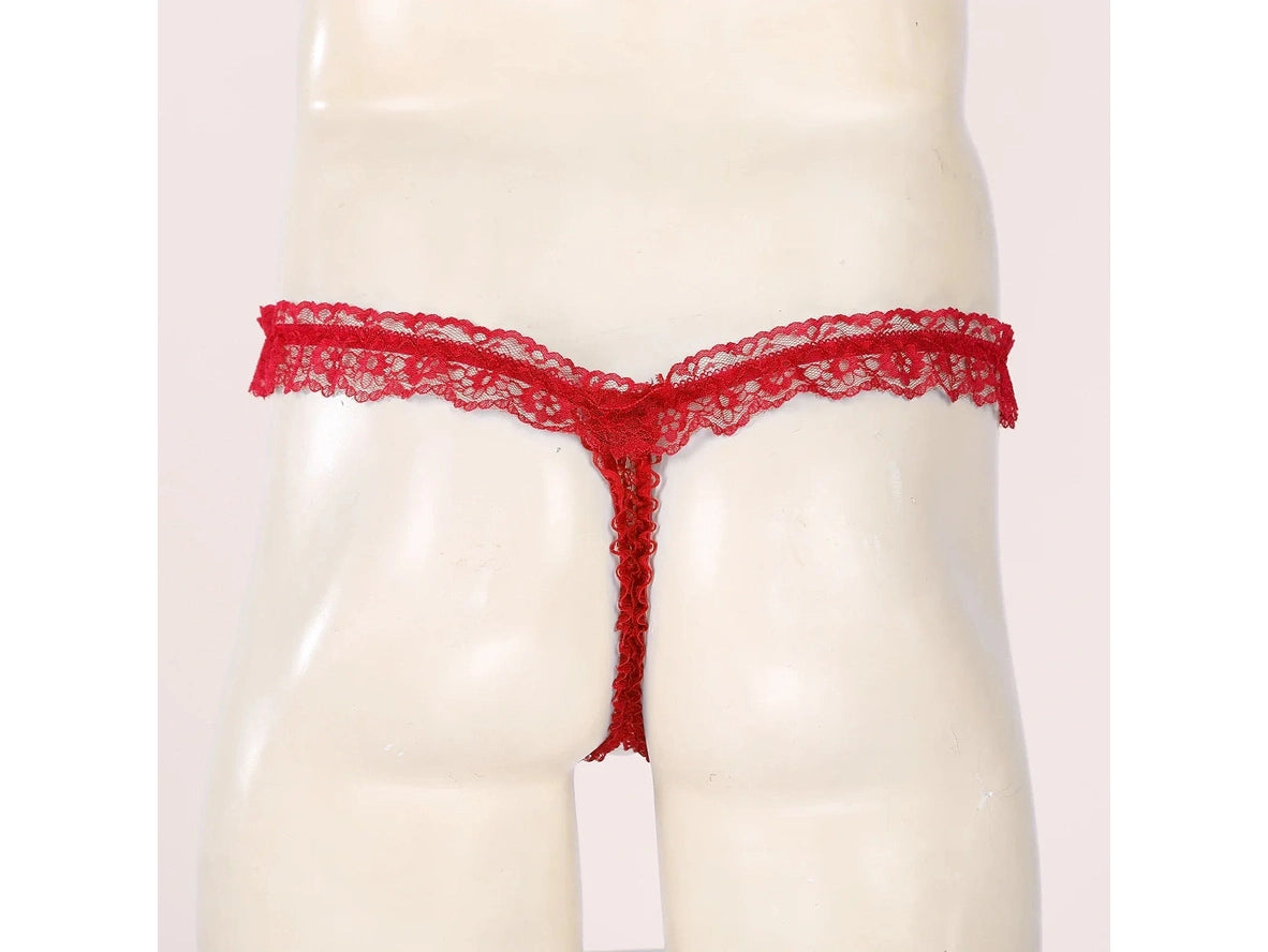 Frill Charm — Crotchless Frilly Lace Gay Thong